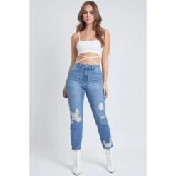 YMI Juniors' Dream Fit Mom Jeans -Active Luxe Shop 2078153 403 alt2