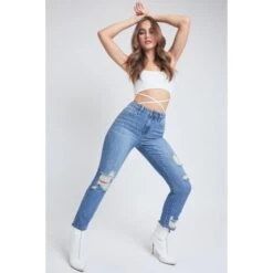 YMI Juniors' Dream Fit Mom Jeans -Active Luxe Shop 2078153 403 alt3