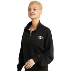 CHAMPION Women's French Terry Quarter Zip -Active Luxe Shop 2082280 001 alt2