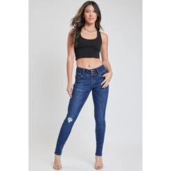 YMI Juniors' WannaBettaButt Mid Rise 3-Button Skinny Jean 11 YMI Juniors' WannaBettaButt Mid Rise 3-Button Skinny Jean -Active Luxe Shop 2083003 403 alt4