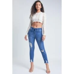 YMI Juniors' High-Rise Denim Ankle Jogger 10 YMI Juniors' High-Rise Denim Ankle Jogger -Active Luxe Shop 2083004 405 alt3