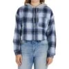 NO COMMENT Juniors' Cropped Flannel W/ Hood -Active Luxe Shop 2083972 402 main
