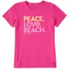 LIFE IS GOOD Women's Peace Love Beach Short-Sleeve Crusher Tee -Active Luxe Shop 2086101 609 main